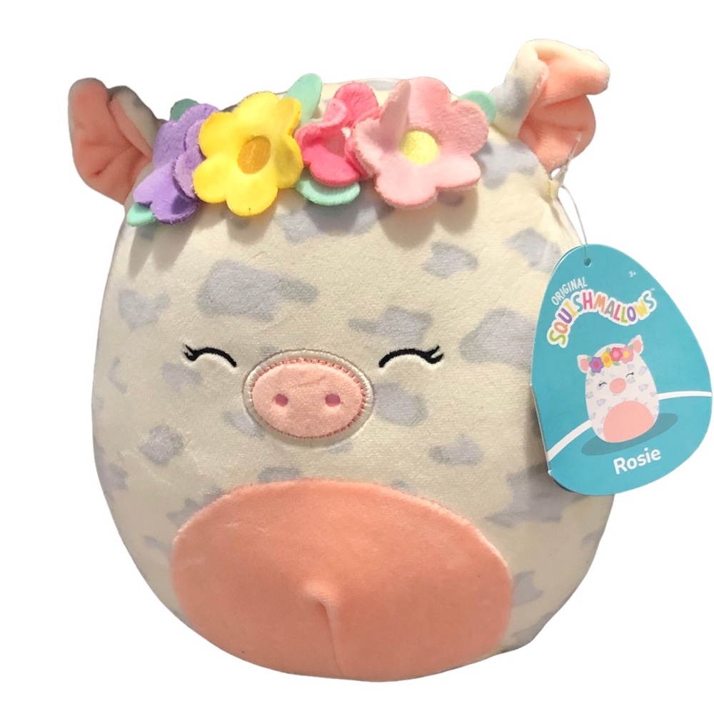 Squishmallow Rosie The Pig 8” With Flower Headband